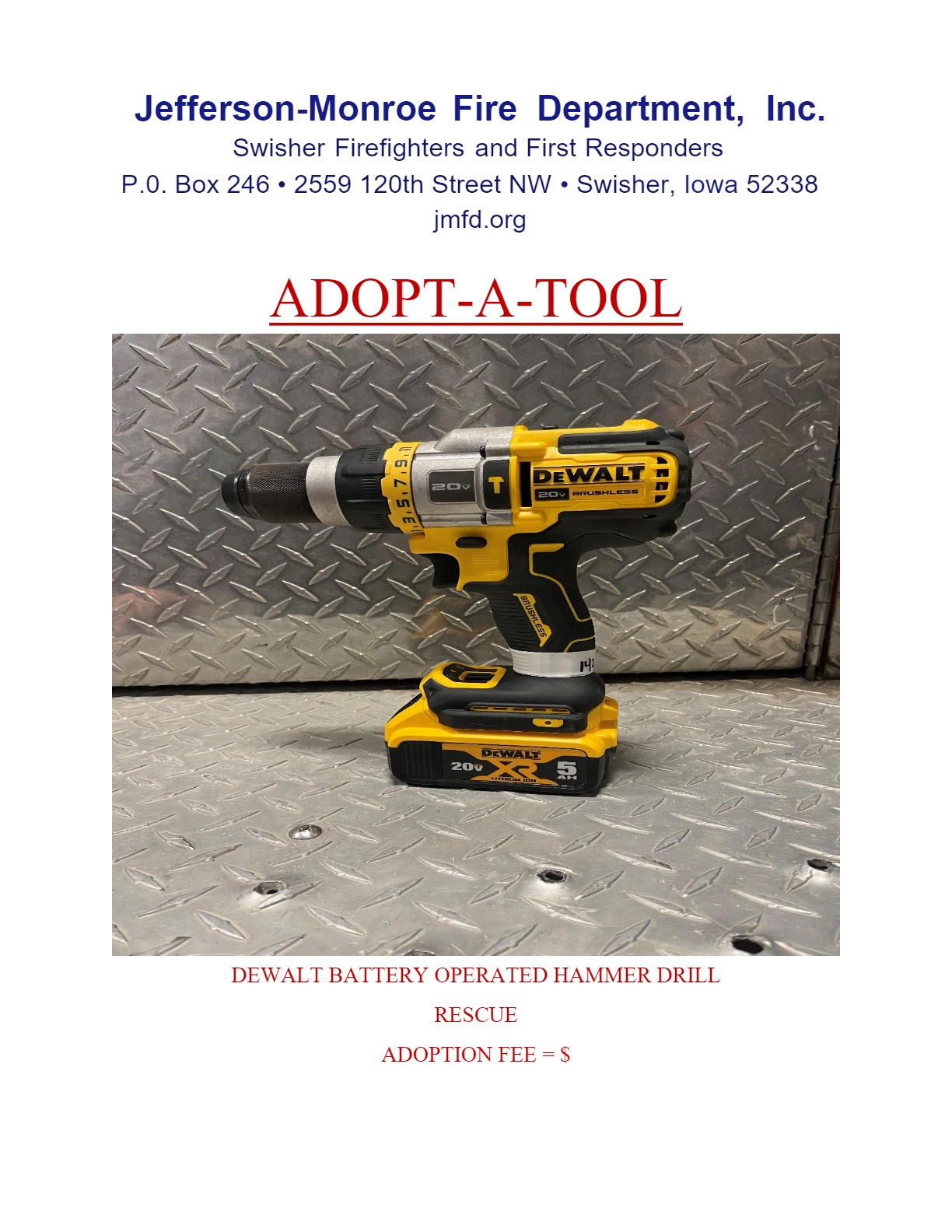 Dewalt Hammer Drill Jefferson Monroe Fire Department Swisher