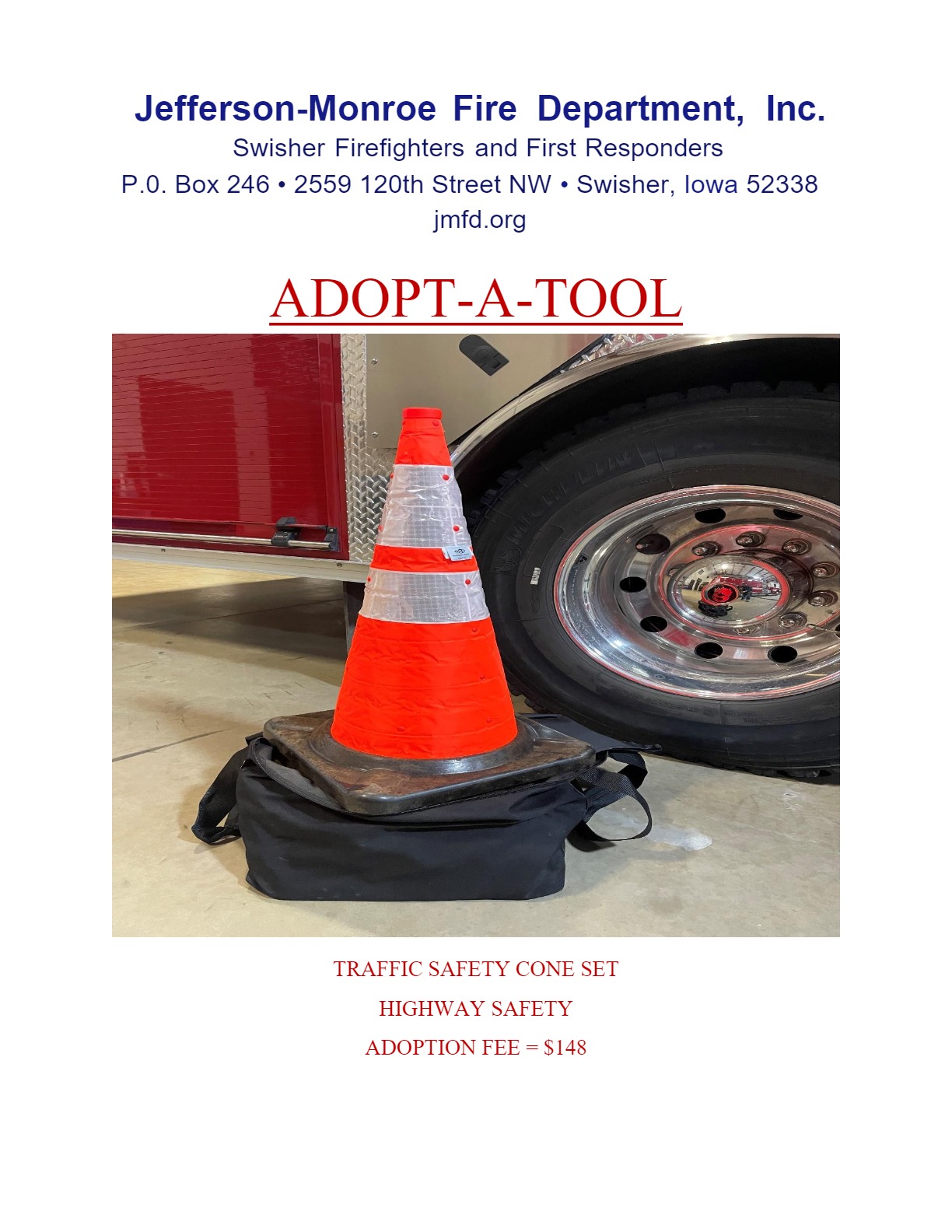 TRAFFIC SAFETY CONES Jefferson Monroe Fire Department Swisher